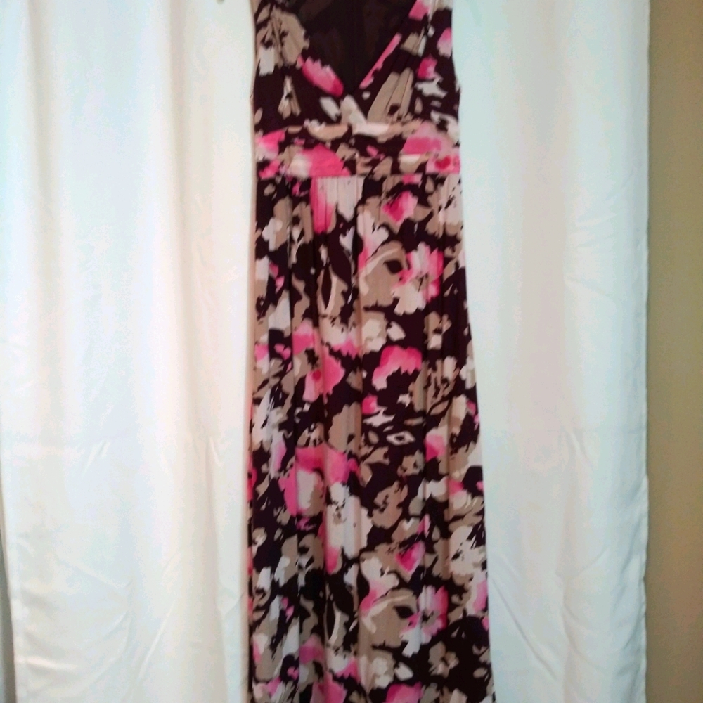 Floral maxi dress with deep plunge neckline